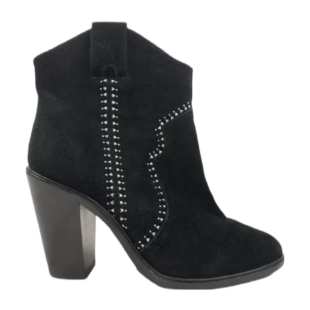 JOIE Monte Black Suede Studded Ankle Boots US 7 EU 38 Heeled Ankle Boots - Picture 5 of 13